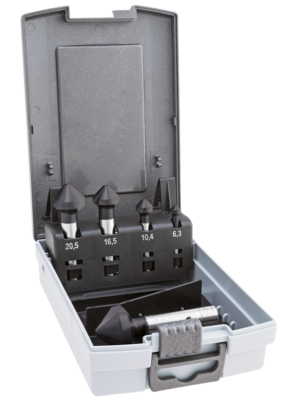 HSS-CO-Kegelsenkersatz 5-tlg., SATZ, Z3, DIN335-C, beschichtet