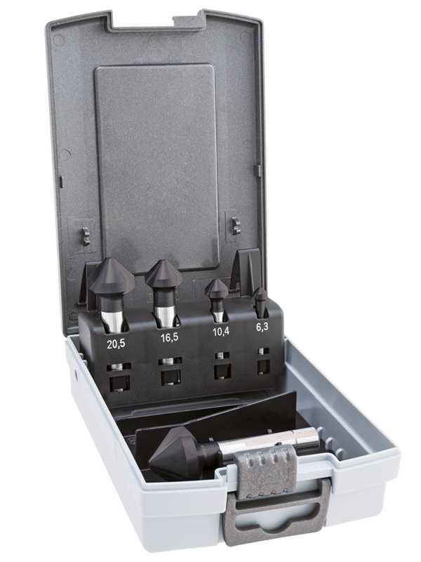 HSS-CO-Kegelsenkersatz 5-tlg., SATZ, Z3, DIN335-C, beschichtet